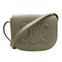 Folco Optic White Crossbody Bag in Calfskin, Gold hardware