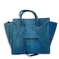 Phantom Tote Bag Large Blue in Python Leather, Silver hardware