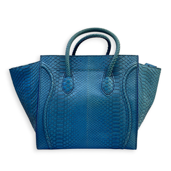 Phantom Tote Bag Large Blue in Python Leather, Silver hardware
