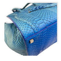 Phantom Tote Bag Large Blue in Python Leather, Silver hardware