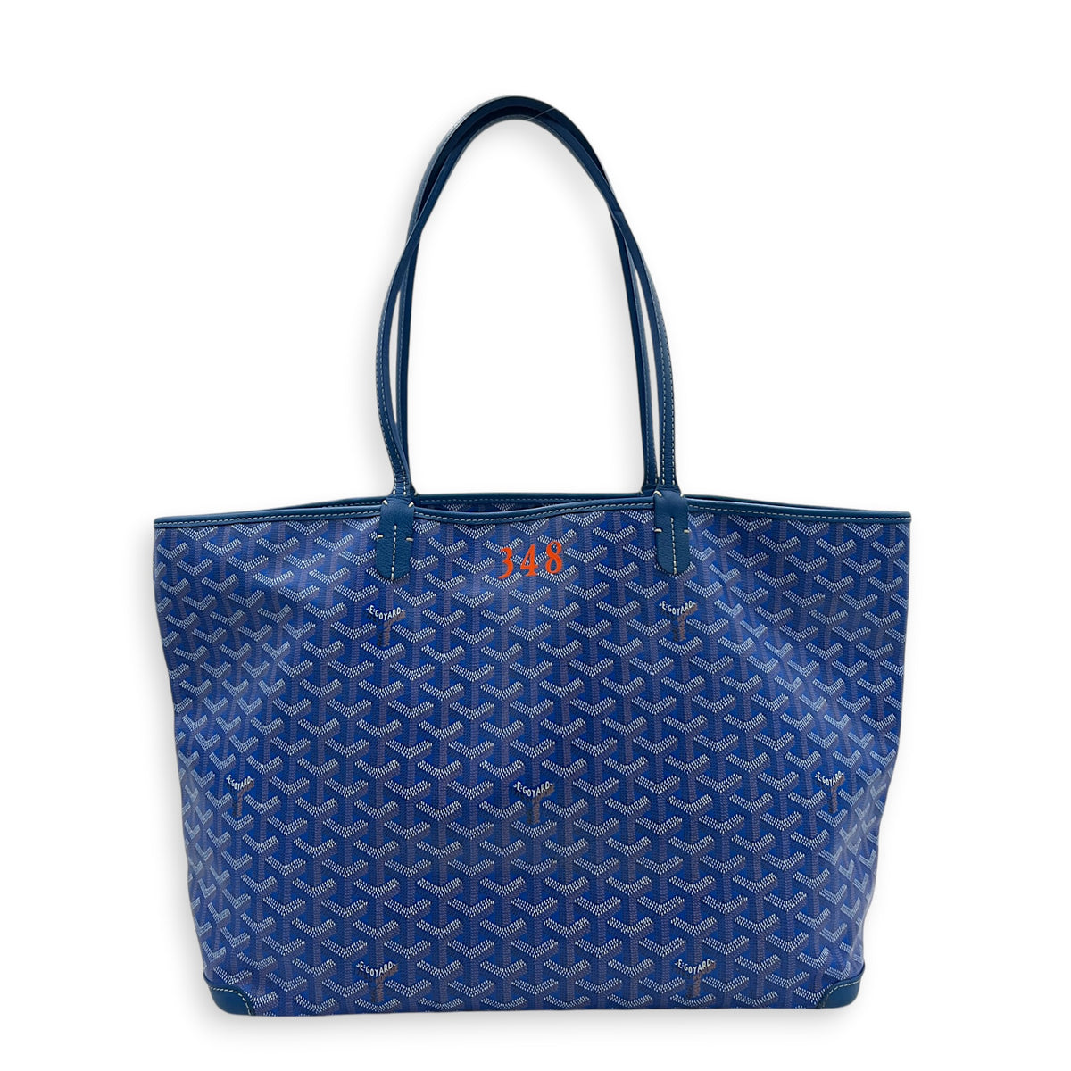 Artois MM Bleu Tote Bag in Coated Canvas, Silver hardware