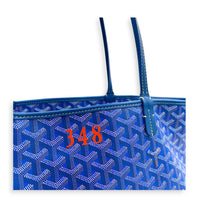 Artois MM Bleu Tote Bag in Coated Canvas, Silver hardware