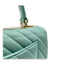 Trendy CC Blue Top Handle Bag in Lambskin, Silver hardware