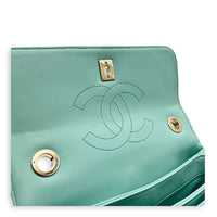 Trendy CC Blue Top Handle Bag in Lambskin, Silver hardware