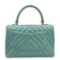 Trendy CC Blue Top Handle Bag in Lambskin, Silver hardware
