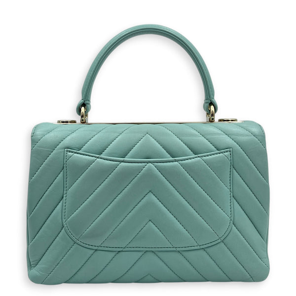 Trendy CC Blue Top Handle Bag in Lambskin, Silver hardware