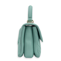 Trendy CC Blue Top Handle Bag in Lambskin, Silver hardware