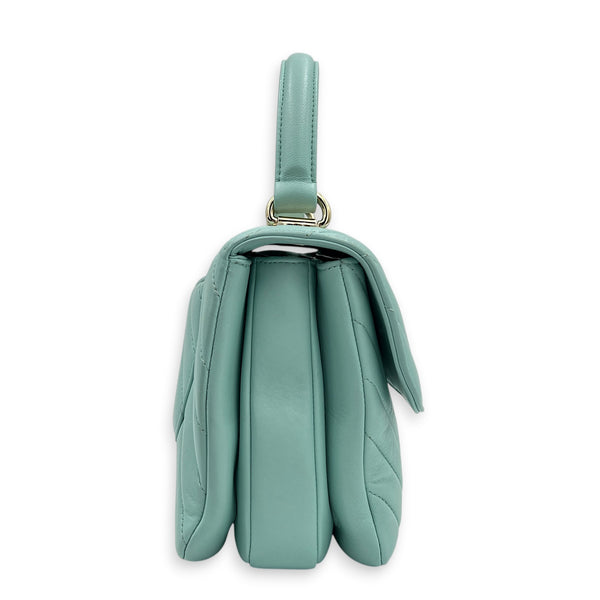 Trendy CC Blue Top Handle Bag in Lambskin, Silver hardware