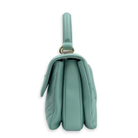 Trendy CC Blue Top Handle Bag in Lambskin, Silver hardware