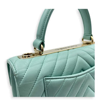 Trendy CC Blue Top Handle Bag in Lambskin, Silver hardware