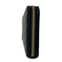 Cassandre Wallet Long Noir in Caviar Leather, Gold hardware