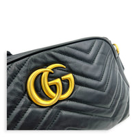 GG Marmont Shoulder Bag Small Black in Calfskin, Gold hardware