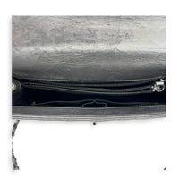 Coco Top Handle Bag Large Metallic Grey in Distressed Leather, Gunmetal hardware