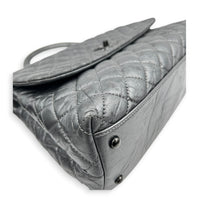 Coco Top Handle Bag Large Metallic Grey in Distressed Leather, Gunmetal hardware