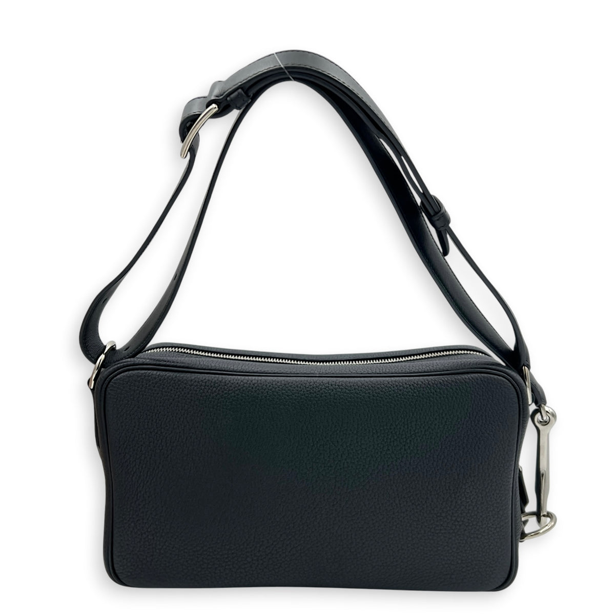 On Body Mousqueton Noir Crossbody Bag in Togo, Palladium hardware