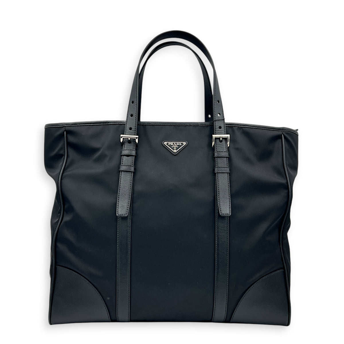 Logo Tote Bag Black in Nylon, Silver hardware