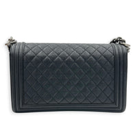 Boy Shoulder Bag Medium Black in Caviar Leather, Ruthenium hardware