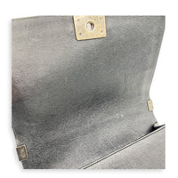 Boy Shoulder Bag Medium Black in Caviar Leather, Ruthenium hardware