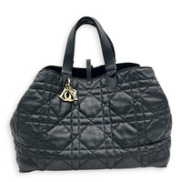 Toujours Large Black Tote Bag in Calfskin, Gold hardware
