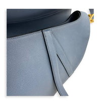 Saddle Steel Blue Shoulder Bag in Calfskin, Gold hardware