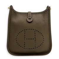 Evelyne Mini Etoupe Crossbody Bag in Clemence, Gold hardware