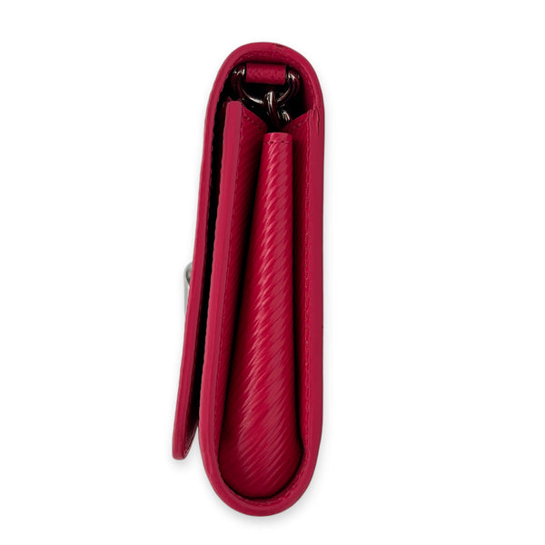Twist Wallet Fuchsia in Epi Leather, Silver hardware