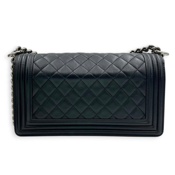 Boy Shoulder Bag Medium Black in Lambskin, Ruthenium hardware