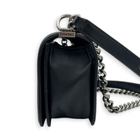Boy Shoulder Bag Medium Black in Lambskin, Ruthenium hardware