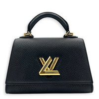 Twist One Top Handle Bag Black in Taurillon Leather, Gold hardware