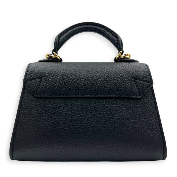 Twist One Top Handle Bag Black in Taurillon Leather, Gold hardware