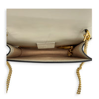 Sylvie Wallet On Chain White in Calfskin, Gold hardware