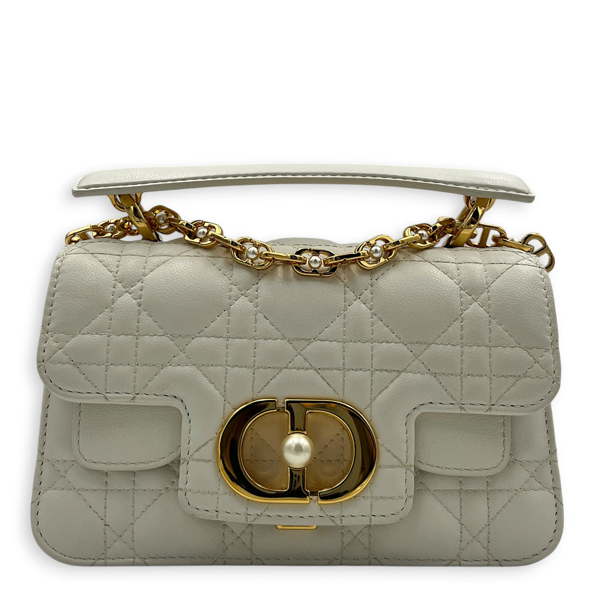 Jolie Mini White Shoulder Bag in Calfskin, Gold hardware