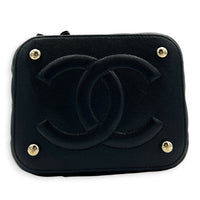 CC Quilted Box Black Vanity Bag in Caviar Leather, Gold hardware