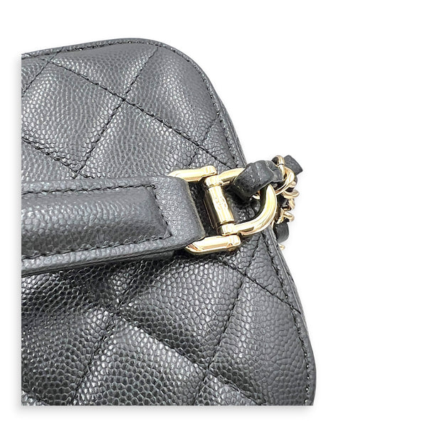CC Quilted Box Black Vanity Bag in Caviar Leather, Gold hardware