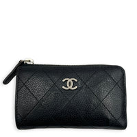 Classic Coin Purse Black in Caviar Leather, Silver hardware