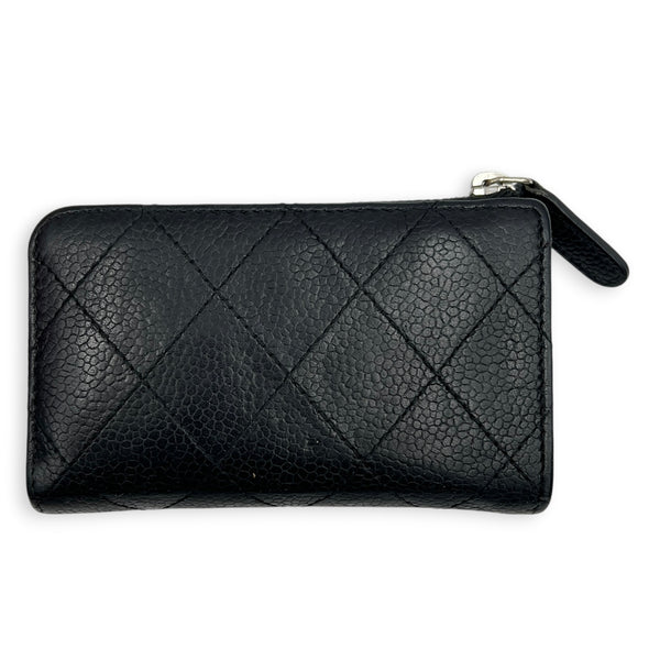 Classic Coin Purse Black in Caviar Leather, Silver hardware