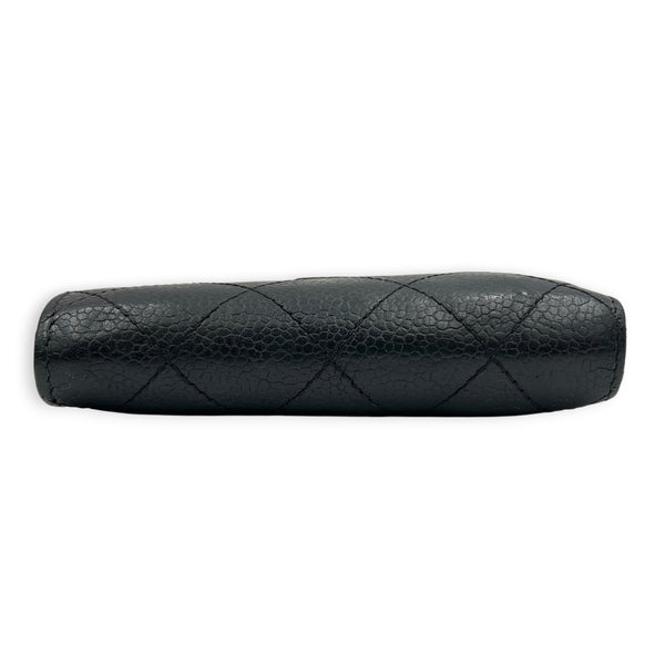 Classic Coin Purse Black in Caviar Leather, Silver hardware