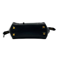 Little Luggage Black Top Handle Bag in Shiny Lambskin, Gold hardware