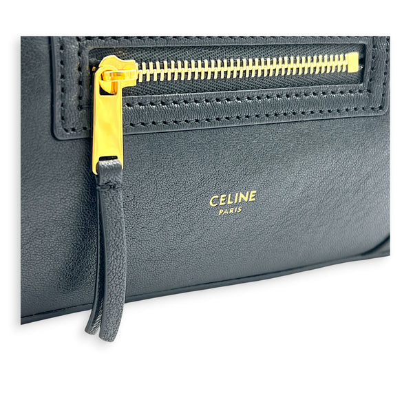 Little Luggage Black Top Handle Bag in Shiny Lambskin, Gold hardware