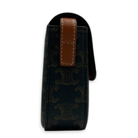 Triomphe Crossbody Bag Medium Tan in Coated Canvas, Gold hardware