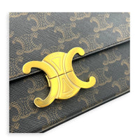 Triomphe Crossbody Bag Medium Tan in Coated Canvas, Gold hardware