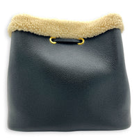 NeoNoe Teddy MM Black Bucket Bag in Calfskin, Gold hardware