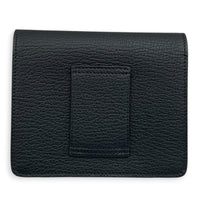 Roulis Slim Compact Noir Wallet in Chevre Mysore, Gold hardware
