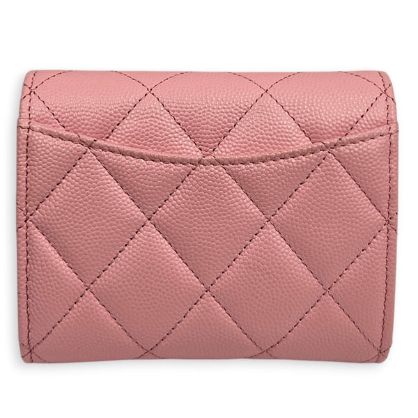 CC Pink Wallet On Chain in Caviar Leather, Gold hardware