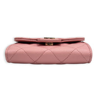 CC Pink Wallet On Chain in Caviar Leather, Gold hardware