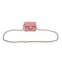 CC Pink Wallet On Chain in Caviar Leather, Gold hardware