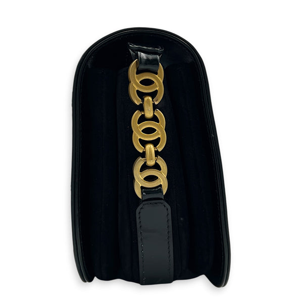 CC Black Messenger in Calfskin, Gold hardware