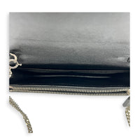 Kate Tassle Wallet On Chain Noir in Crocodile Embossed Calfskin, Silver hardware