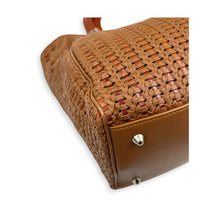 Soft Lady Dior Large Brown Woven Leather Top Handle Bag in Calfskin, Silver hardware