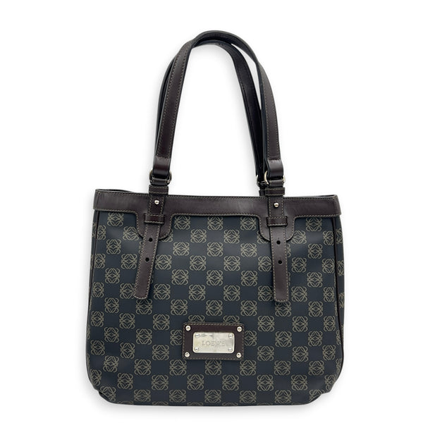 Anagram Tote Bag Black in Coated Canvas, Silver hardware